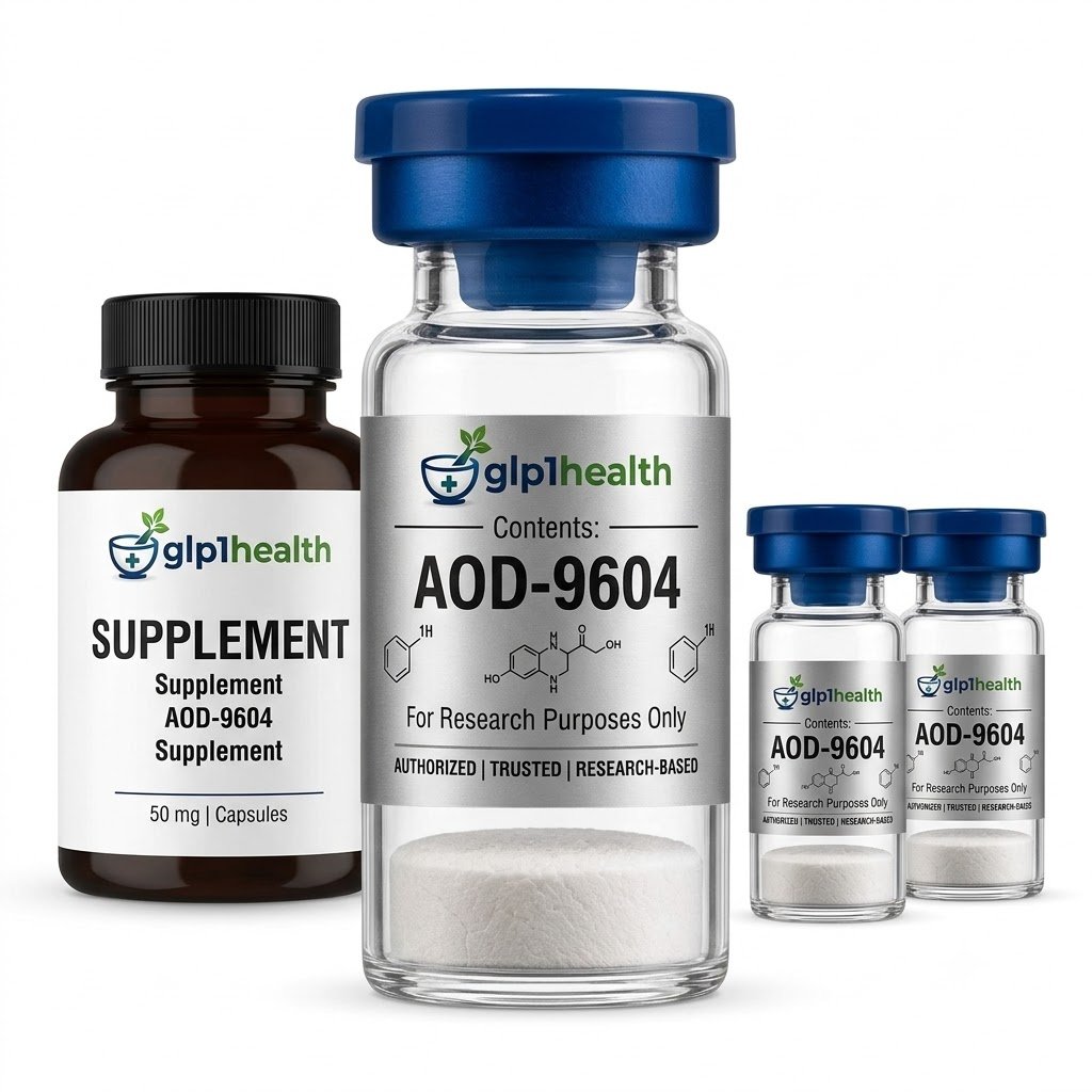 AOD-9604 research peptide vial, lyophilised powder, UK supplier