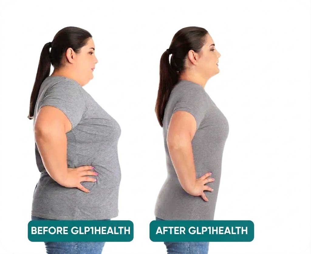 Before and after weight loss results with GLP1HEALTH
